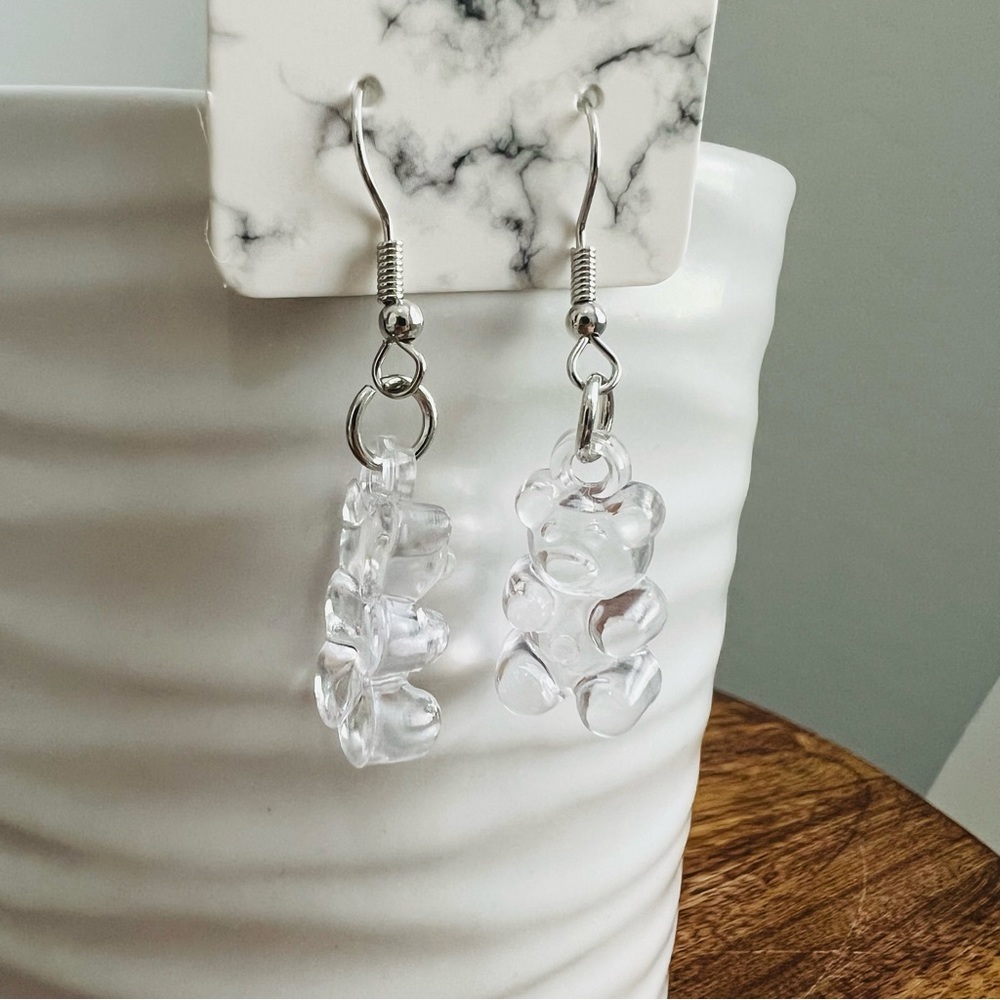 Clear Resin Gummy Bear Earrings